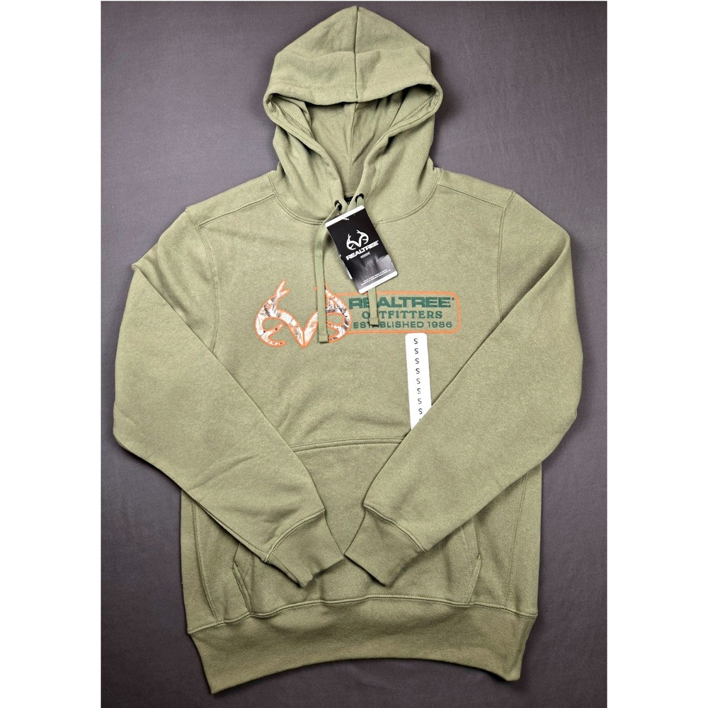 RealTree‎ Outfitters Camo Logo Pullover Hoodie Green Mens Small Casual fit